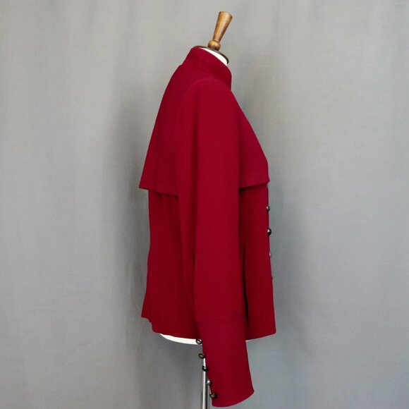 Donna Karan New York Size 8 Red Blazer Stretch Jacket Silver Buttons - Picture 4 of 16